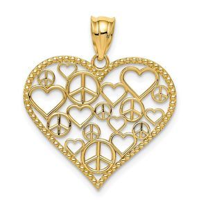 14k Yellow Gold Harmony Heart Necklace - 16 Inch